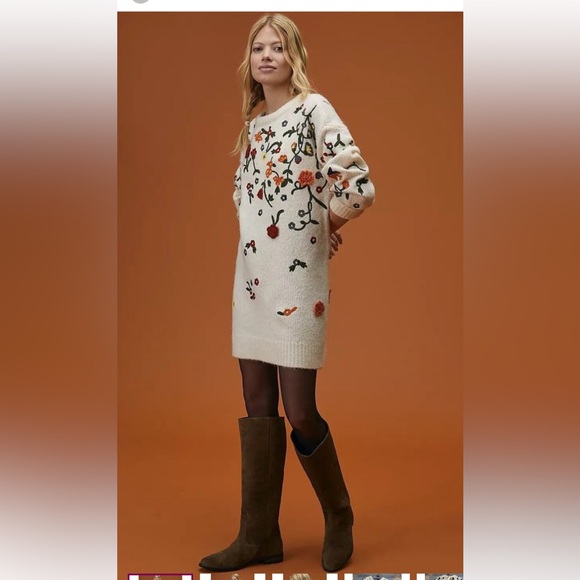 Anthropologie Floral Appliqued Sweater
Tunic Dress Alpaca Blend size S - Picture 7 of 16